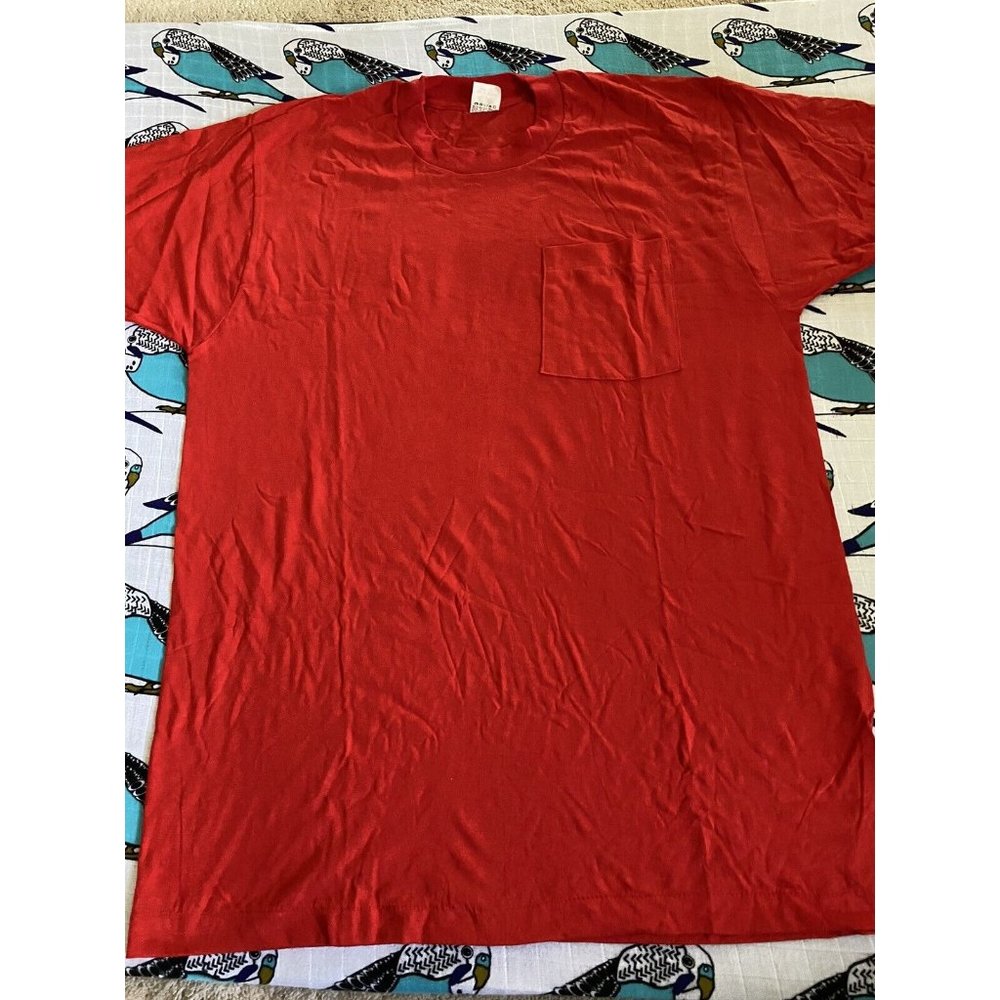 NWOT Vtg Fruit of the Loom USA Plain Blank Pocket T-Shirt 90s Single Stitch XL